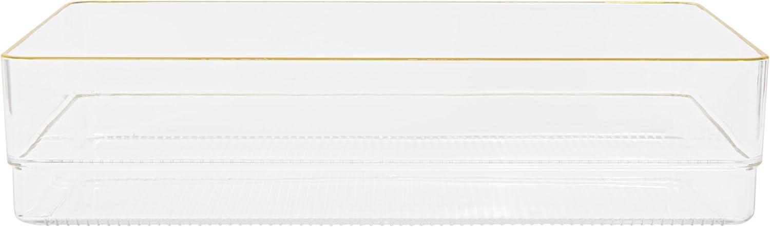 imageMartha Stewart Kerry Plastic Stackable Office Desk Drawer Organizers 3quot x 3quot 12 Pack with Gold Trim9 x 6