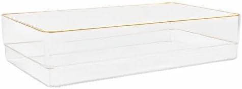 imageMartha Stewart Kerry Plastic Stackable Office Desk Drawer Organizers 6quot x 3quot 6 Pack with Gold Trim12 x 6