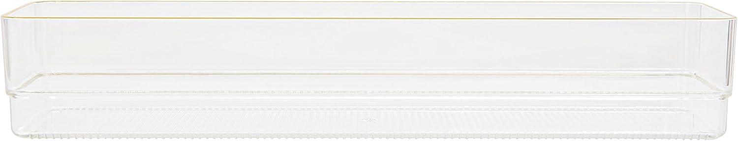 imageMartha Stewart Kerry Plastic Stackable Office Desk Drawer Organizers 6quot x 3quot 6 Pack with Gold Trim15 x 6