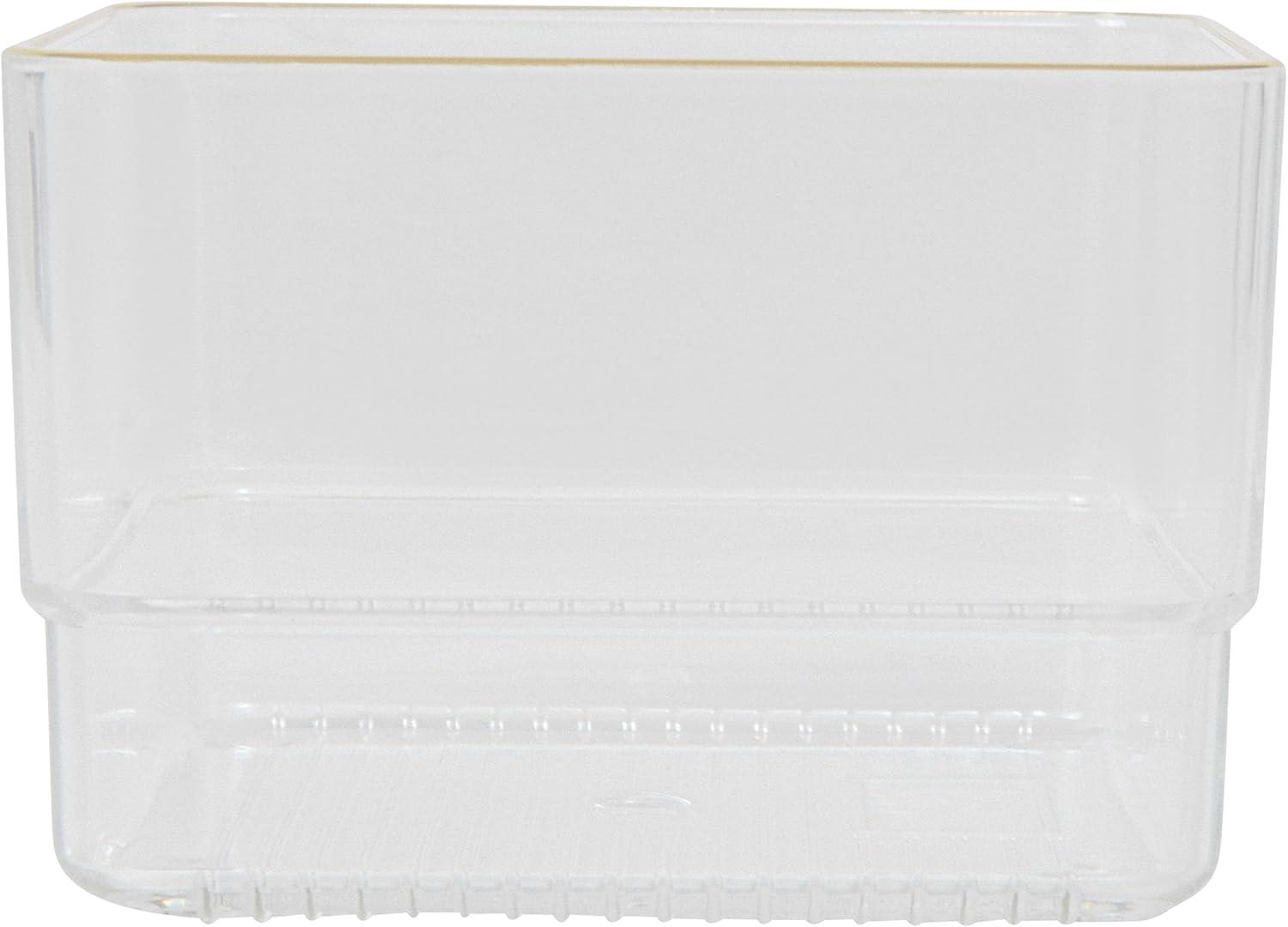 imageMartha Stewart Kerry Plastic Stackable Office Desk Drawer Organizers 6quot x 3quot 6 Pack with Gold Trim3 x 3