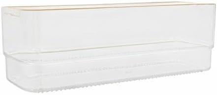 imageMartha Stewart Kerry Plastic Stackable Office Desk Drawer Organizers 6quot x 3quot 6 Pack with Gold Trim6 x 3