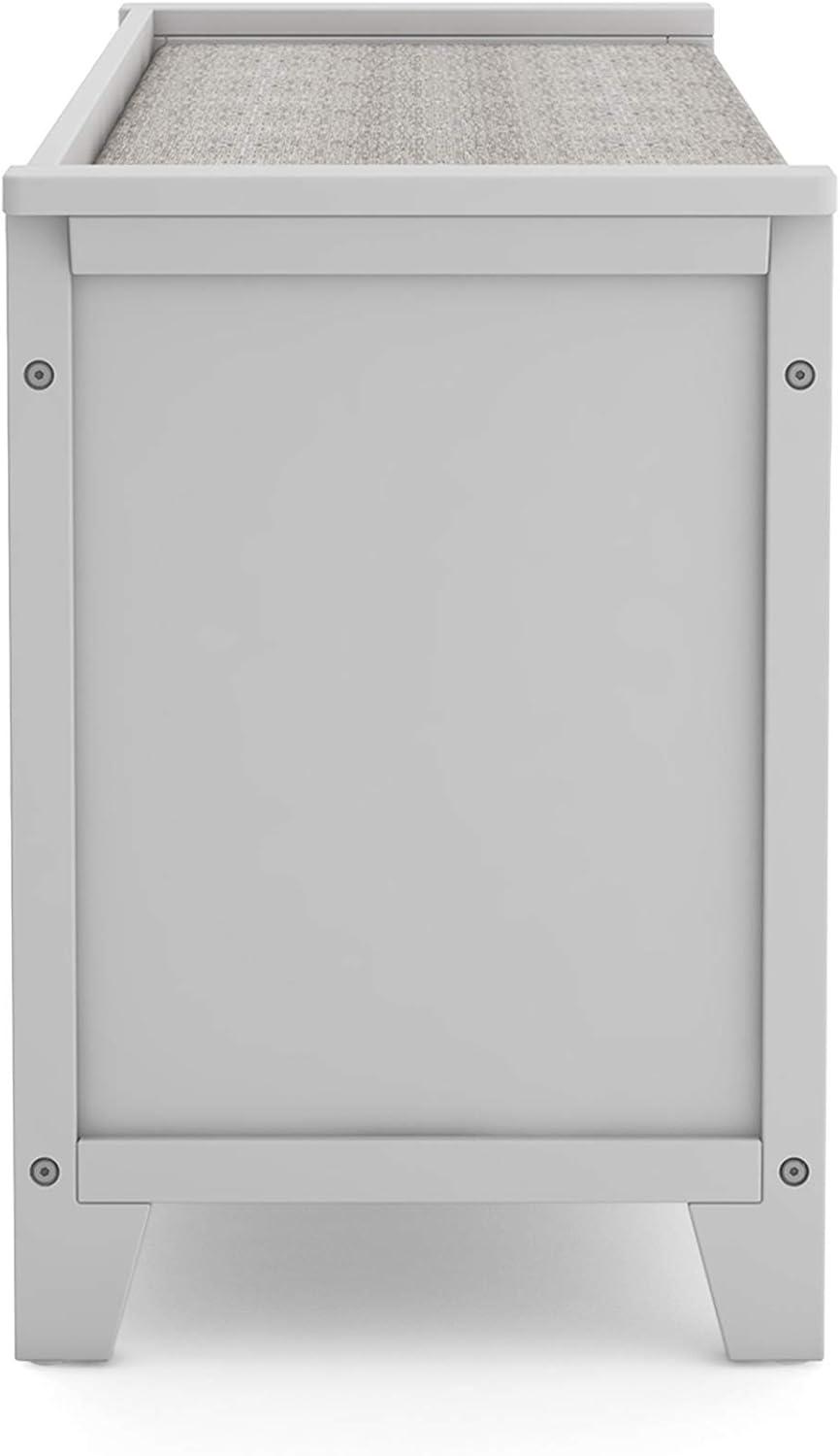 imageMartha Stewart Kids Storage Bench Gray Wooden Toy and Book Organizer with Shelves Builtin Cushion and Fabric Bins for Playroom and BedroomGrey