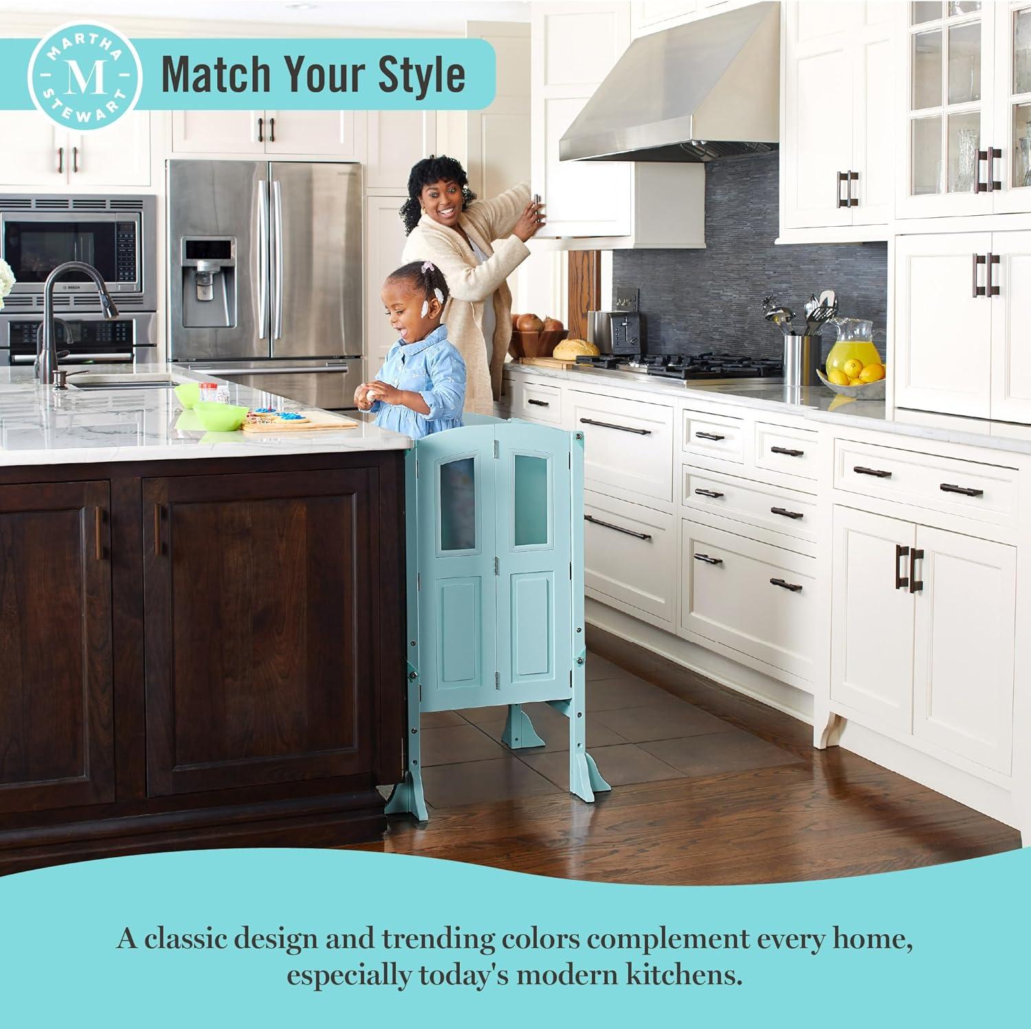 imageMartha Stewart Kitchen Helper Toddler Tower Charcoal Kids Folding Wood Kitchen Platform Adjustable Height Step Stool for Toddlers Little Kids Learning FurnitureTaupe