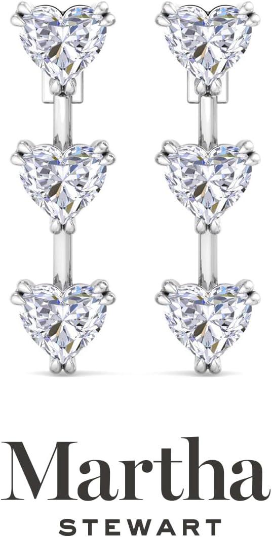 imageMartha Stewart Lab Grown Diamond Earrings Heart Shape Drop Style 14K Gold Fine Jewelry for Womenwhitegold