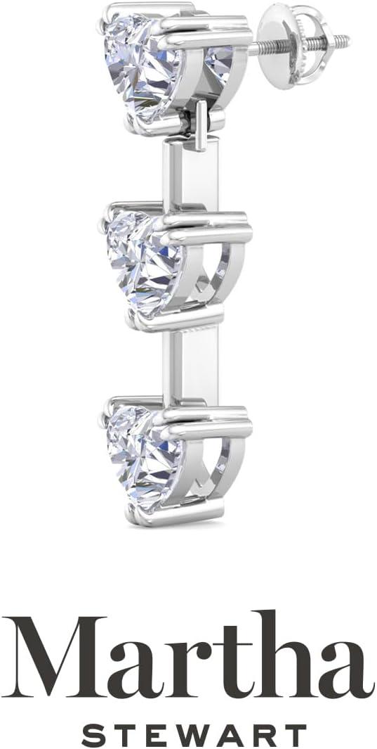 imageMartha Stewart Lab Grown Diamond Earrings Heart Shape Drop Style 14K Gold Fine Jewelry for Womenwhitegold