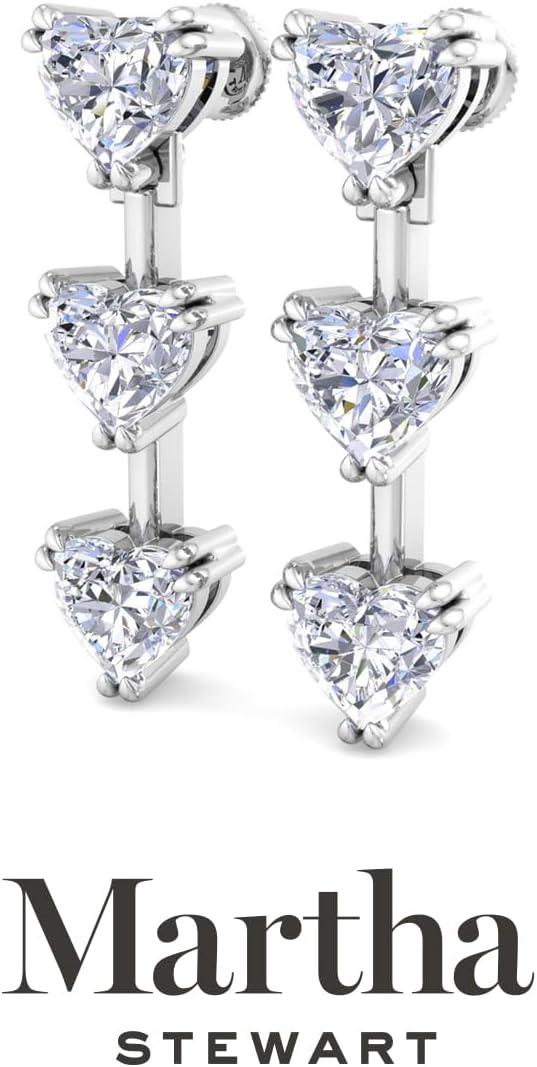 imageMartha Stewart Lab Grown Diamond Earrings Heart Shape Drop Style 14K Gold Fine Jewelry for Womenwhitegold