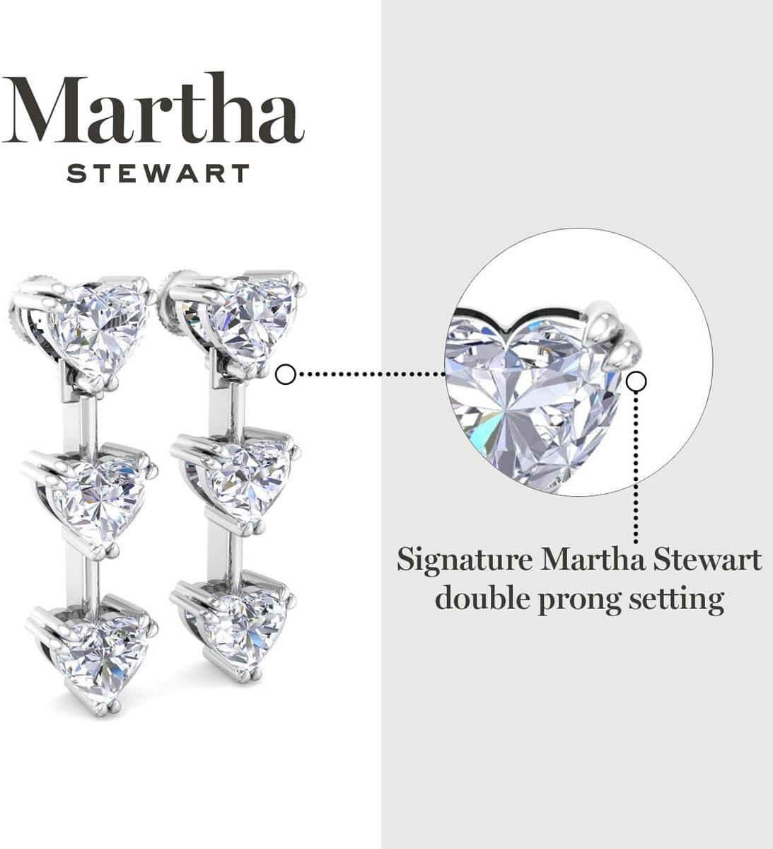imageMartha Stewart Lab Grown Diamond Earrings Heart Shape Drop Style 14K Gold Fine Jewelry for Womenwhitegold