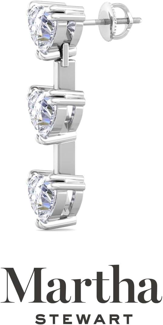 imageMartha Stewart Lab Grown Diamond Earrings Heart Shape Drop Style 14K Gold Fine Jewelry for Womenwhitegold