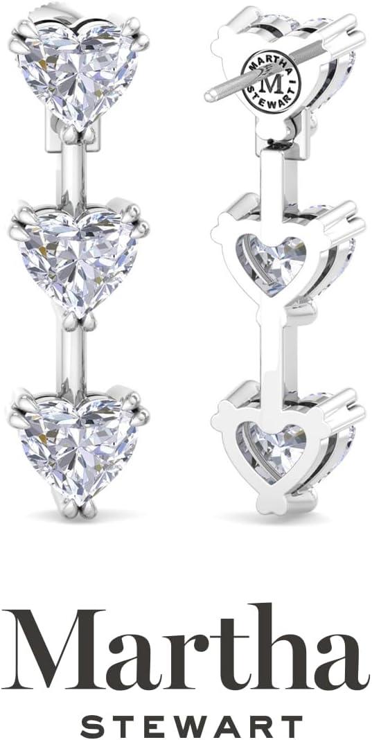 imageMartha Stewart Lab Grown Diamond Earrings Heart Shape Drop Style 14K Gold Fine Jewelry for Womenwhitegold