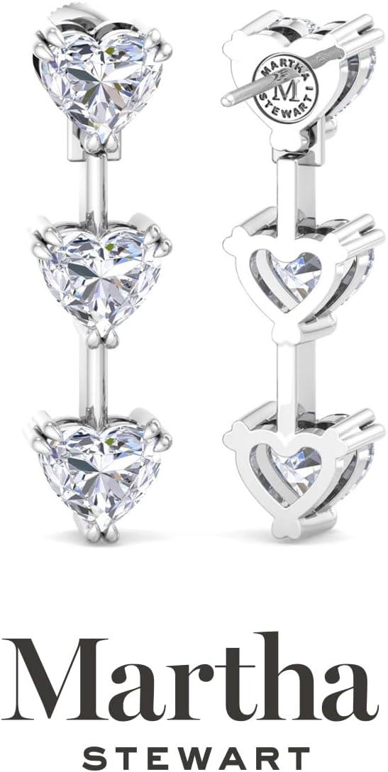 imageMartha Stewart Lab Grown Diamond Earrings Heart Shape Drop Style 14K Gold Fine Jewelry for Womenwhitegold