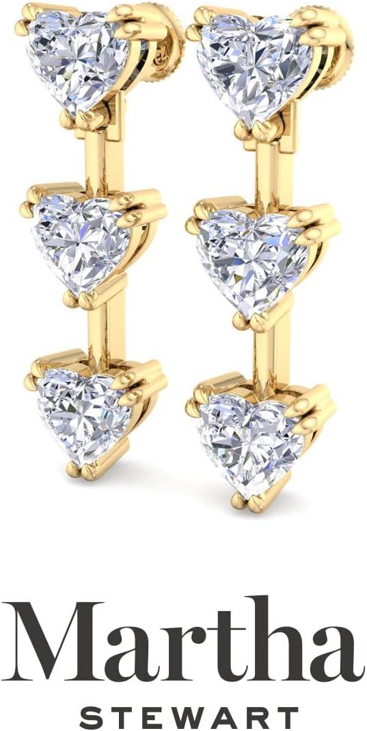 imageMartha Stewart Lab Grown Diamond Earrings Heart Shape Drop Style 14K Gold Fine Jewelry for Womenyellowgold