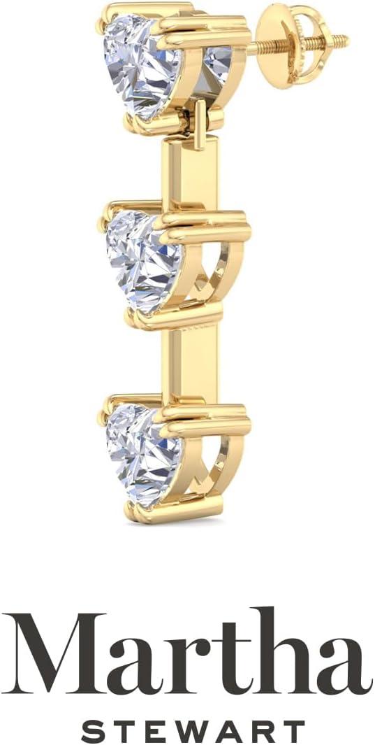 imageMartha Stewart Lab Grown Diamond Earrings Heart Shape Drop Style 14K Gold Fine Jewelry for Womenyellowgold
