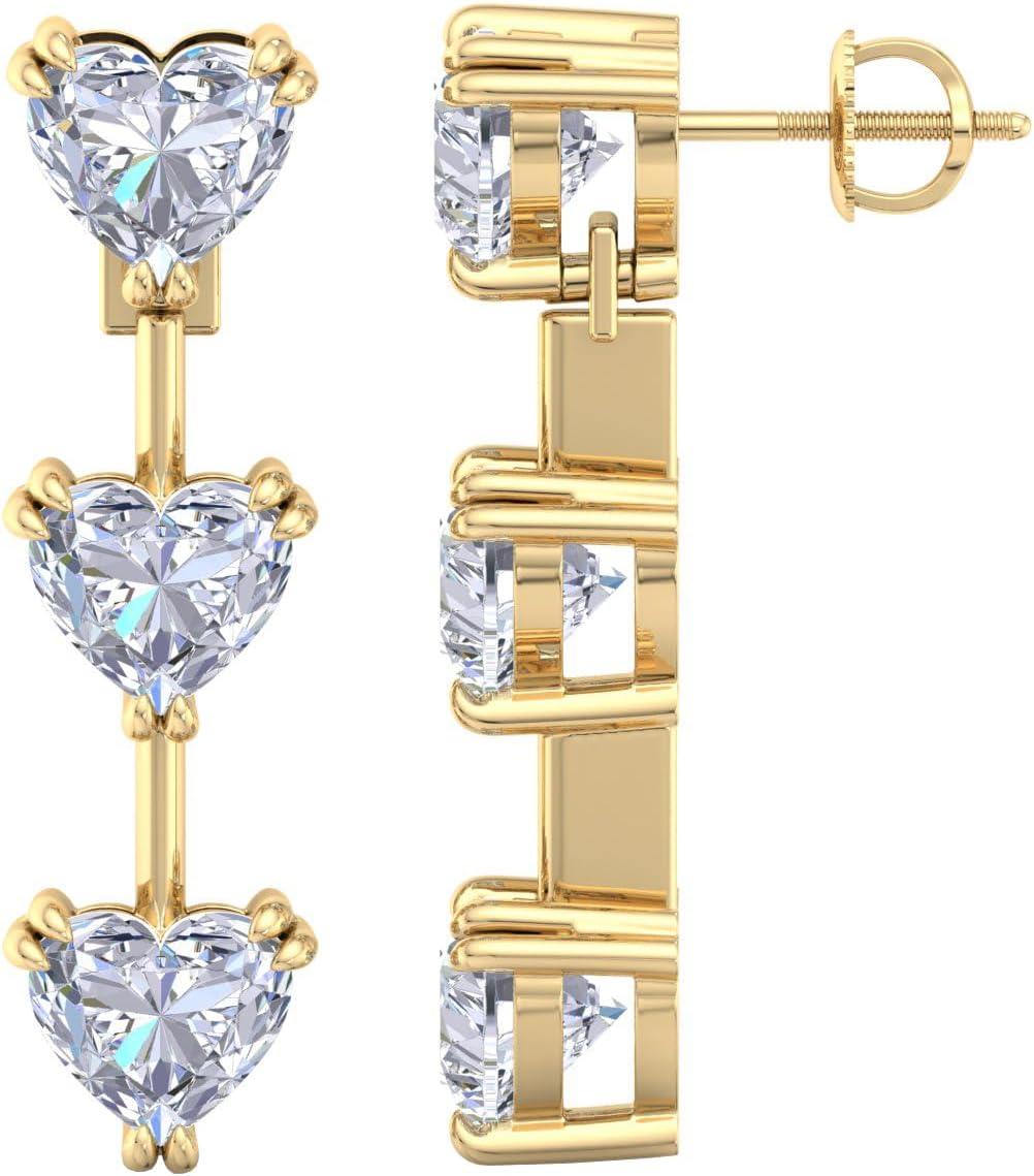 imageMartha Stewart Lab Grown Diamond Earrings Heart Shape Drop Style 14K Gold Fine Jewelry for Womenyellowgold