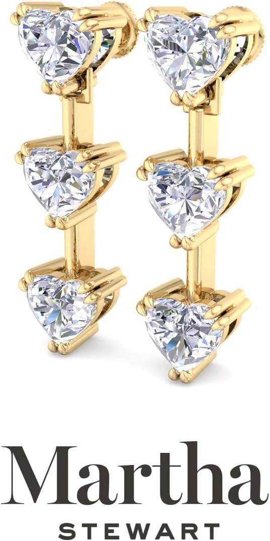 imageMartha Stewart Lab Grown Diamond Earrings Heart Shape Drop Style 14K Gold Fine Jewelry for Womenyellowgold