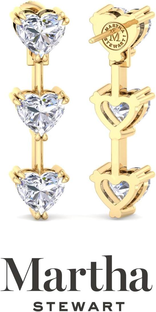 imageMartha Stewart Lab Grown Diamond Earrings Heart Shape Drop Style 14K Gold Fine Jewelry for Womenyellowgold