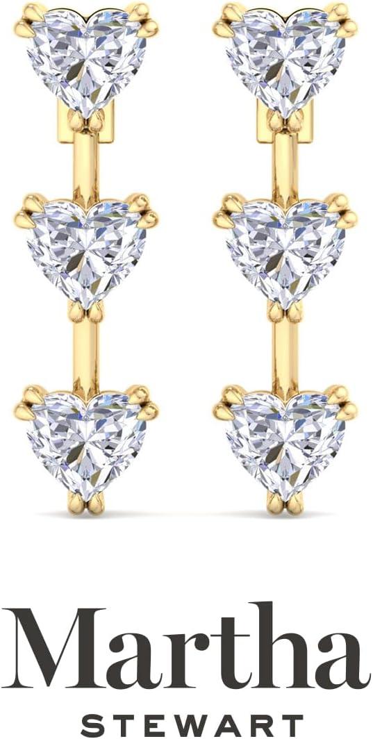 imageMartha Stewart Lab Grown Diamond Earrings Heart Shape Drop Style 14K Gold Fine Jewelry for Womenyellowgold
