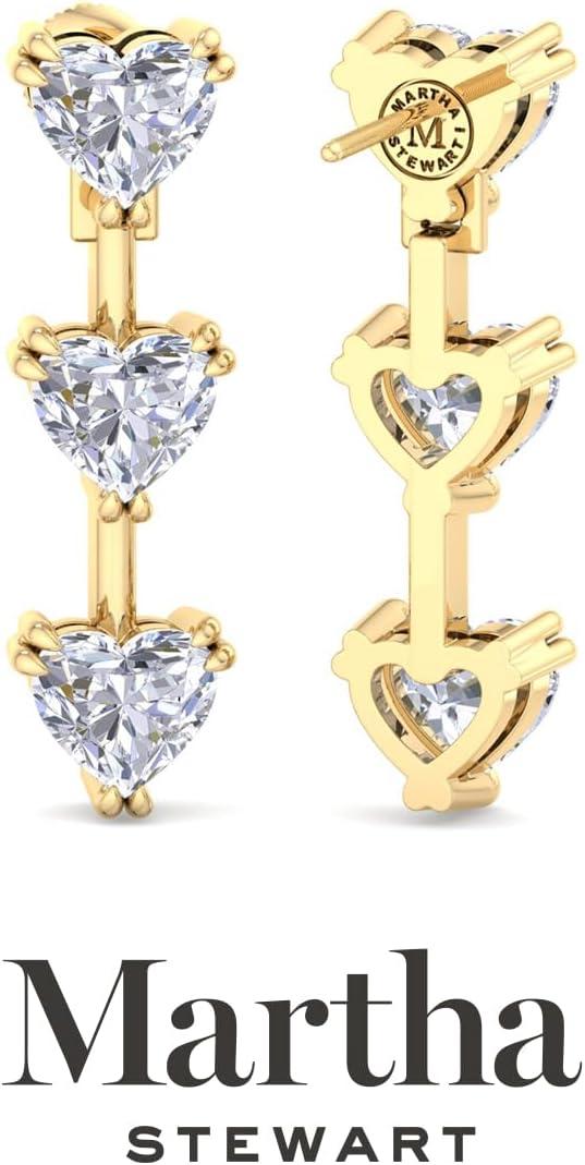 imageMartha Stewart Lab Grown Diamond Earrings Heart Shape Drop Style 14K Gold Fine Jewelry for Womenyellowgold