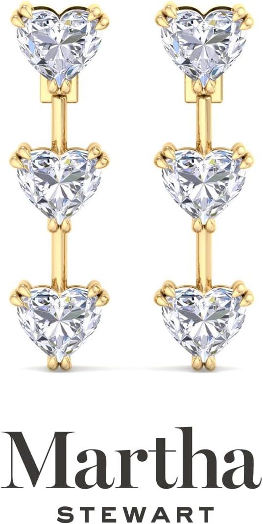 imageMartha Stewart Lab Grown Diamond Earrings Heart Shape Drop Style 14K Gold Fine Jewelry for Womenyellowgold