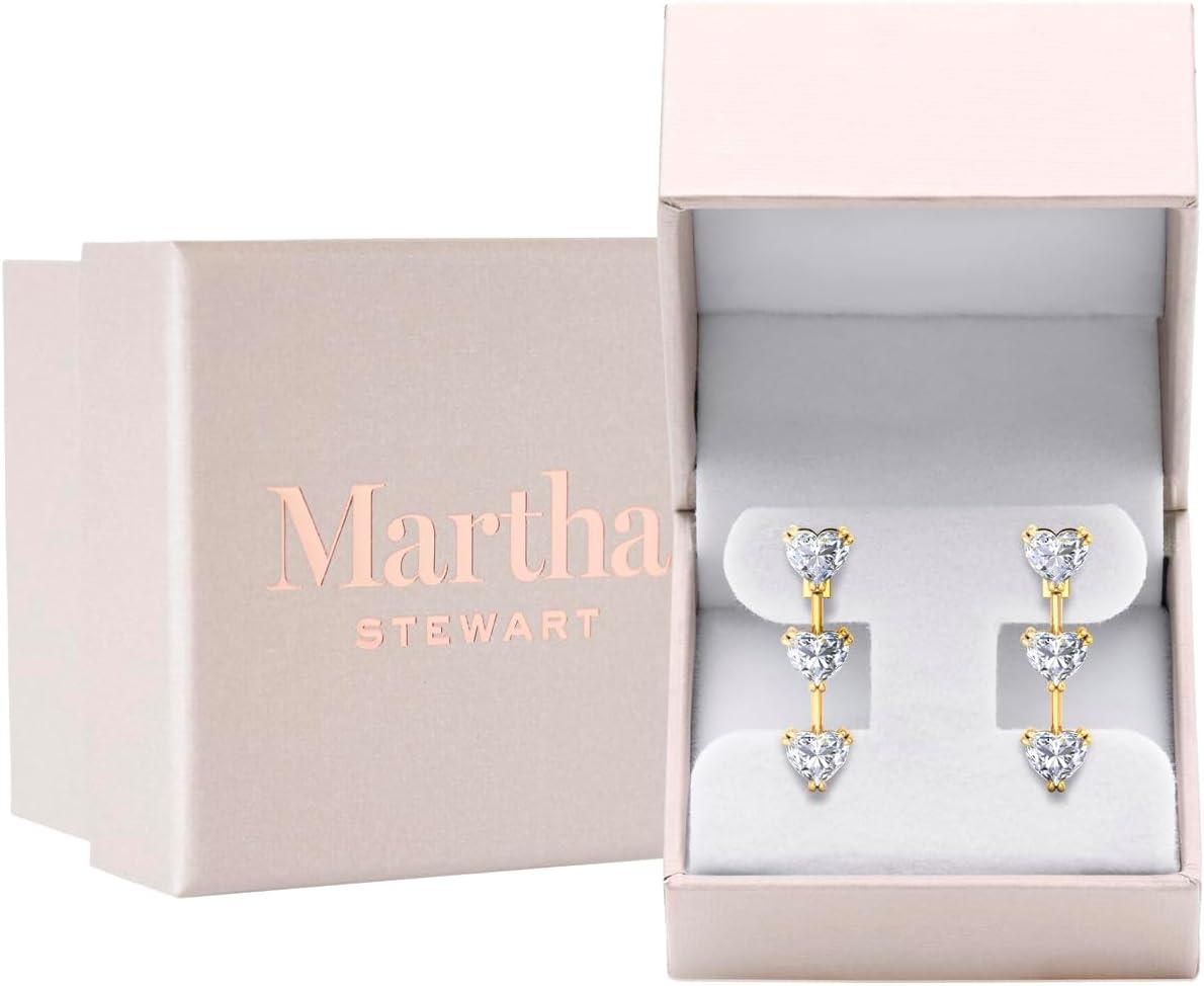 imageMartha Stewart Lab Grown Diamond Earrings Heart Shape Drop Style 14K Gold Fine Jewelry for Womenyellowgold