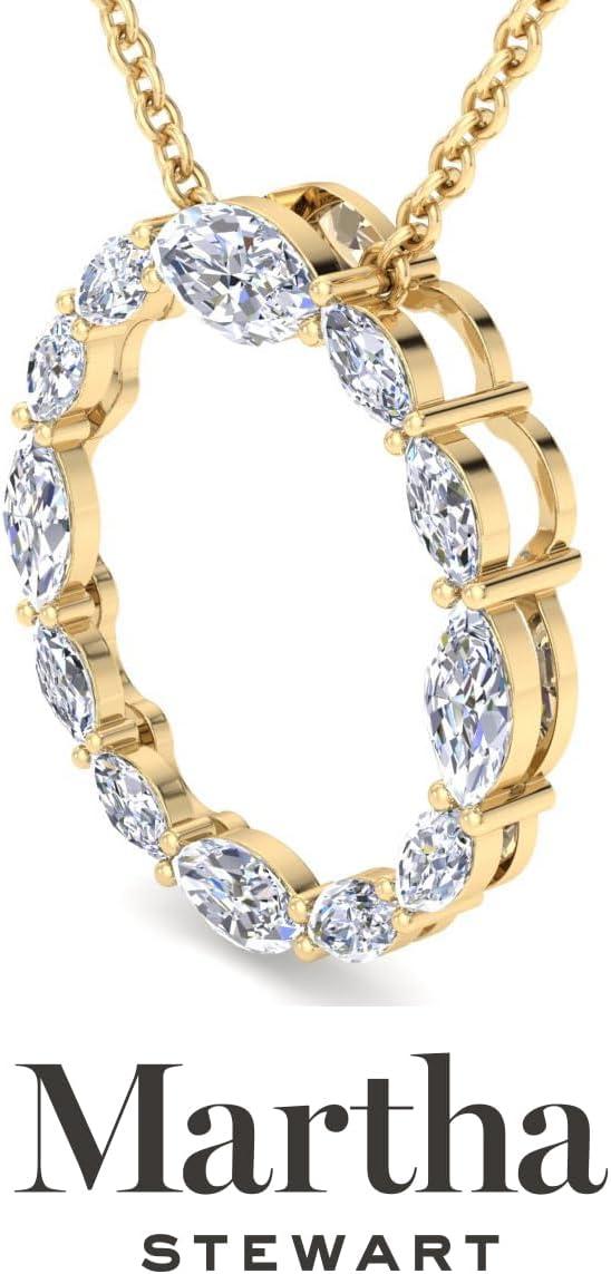 imageMartha Stewart Lab Grown Diamond Marquise Circle Necklace In 14 Karat Gold Lab Grown Diamond Necklace For Womenyellowgold