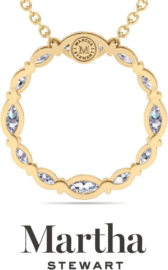 imageMartha Stewart Lab Grown Diamond Marquise Circle Necklace In 14 Karat Gold Lab Grown Diamond Necklace For Womenyellowgold