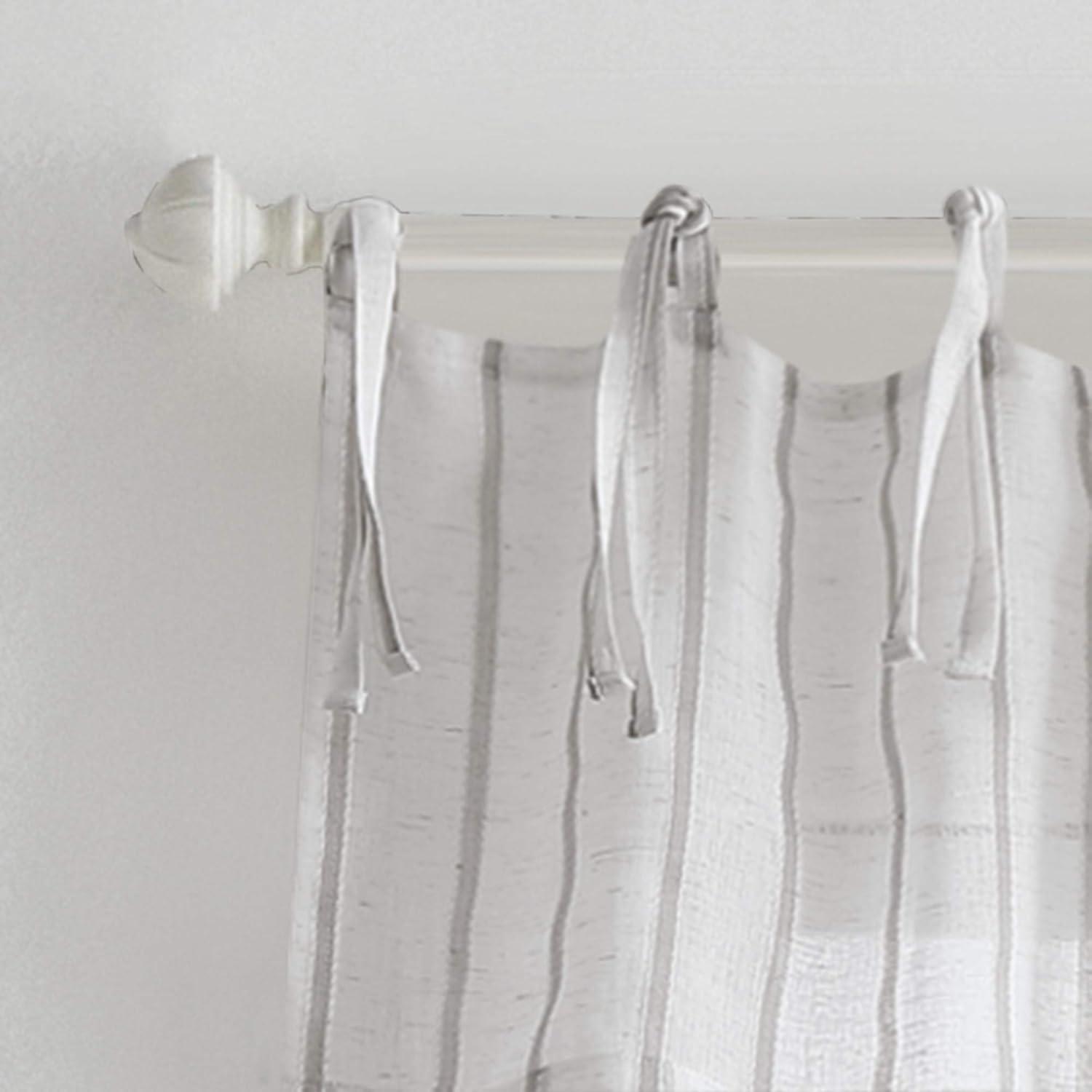 imageMartha Stewart Laguna Stripe SemiSheer Tie Tab Window Curtain Valance and Tiers Set GreyMocha