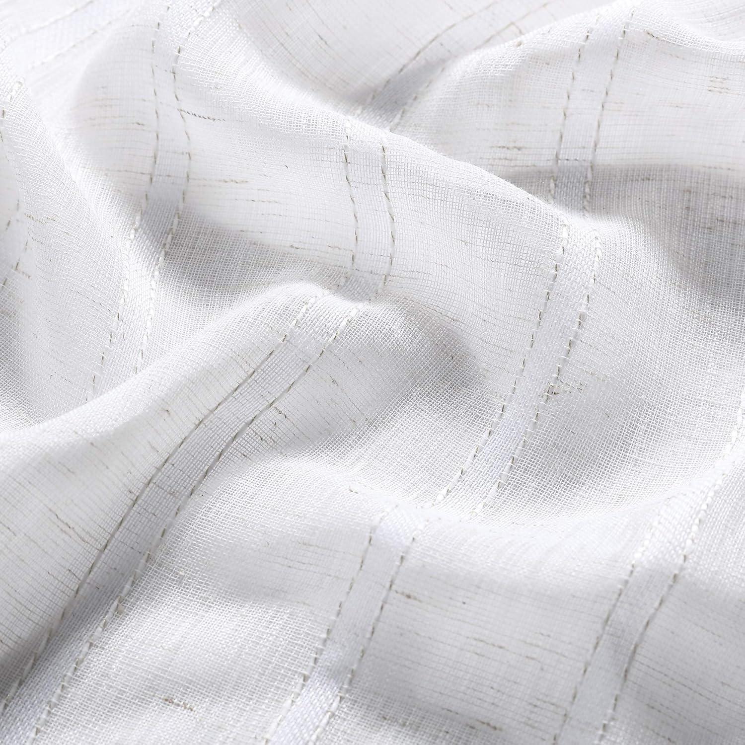 imageMartha Stewart Laguna Stripe SemiSheer Tie Tab Window Curtain Valance and Tiers Set GreyWhite