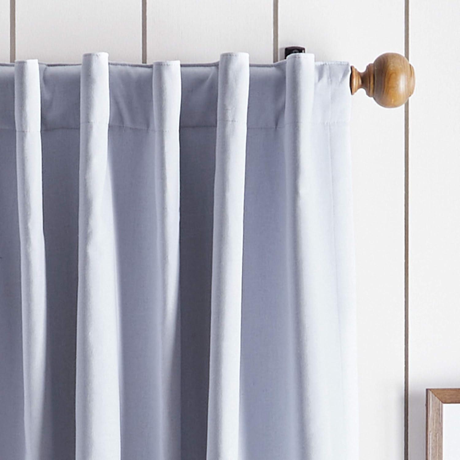 imageMartha Stewart Lido Linen Blackout Foam Lined Rod PocketBack Tab Window Curtain Panel Pair 95quot WhiteGrey