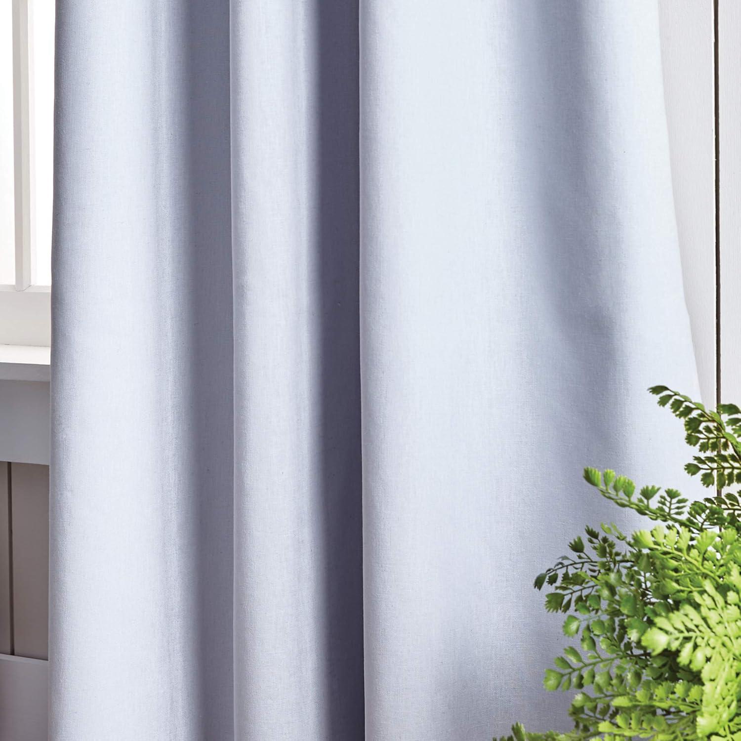 imageMartha Stewart Lido Linen Blackout Foam Lined Rod PocketBack Tab Window Curtain Panel Pair 95quot WhiteGrey