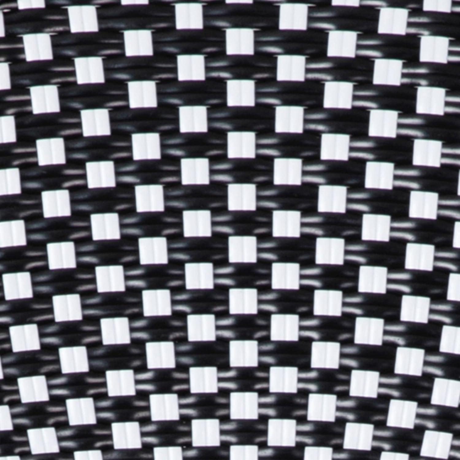 imageMartha Stewart Lily Pond 3 Piece IndoorOutdoor Black and White Woven Rattan Bistro Set with Natural Woodgrain Aluminum Frames and Tempered Glass TabletopBlack WhiteNatural Frame