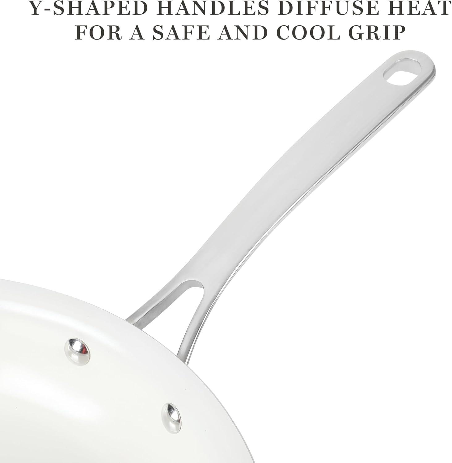 imageMartha Stewart Lockton 12quot Essential Multipurpose Heavy Gauge Aluminum FrypanWok Pan wPFA Free Premium Ceramic Nonstick Interior GreyGrey Essential Pan