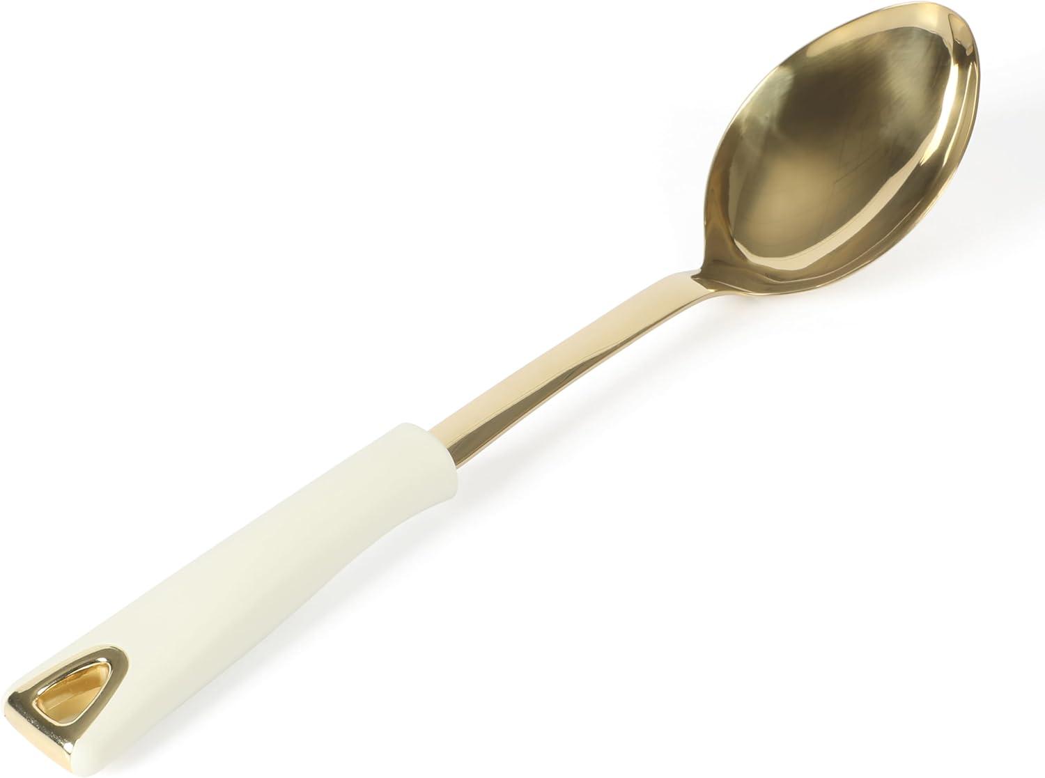 imageMartha Stewart Lockton 5Piece Kitchen Tool Set Stainless Steel ampamp Nylon Cooking Utensils with Linen Handles and Gold Accents Durable HeatResistant Kitchen Gadgets