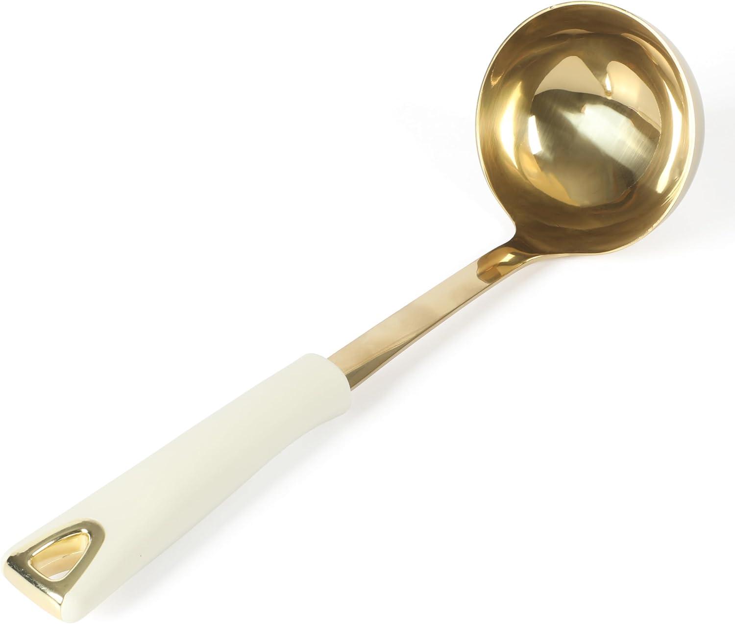 imageMartha Stewart Lockton 5Piece Kitchen Tool Set Stainless Steel ampamp Nylon Cooking Utensils with Linen Handles and Gold Accents Durable HeatResistant Kitchen Gadgets