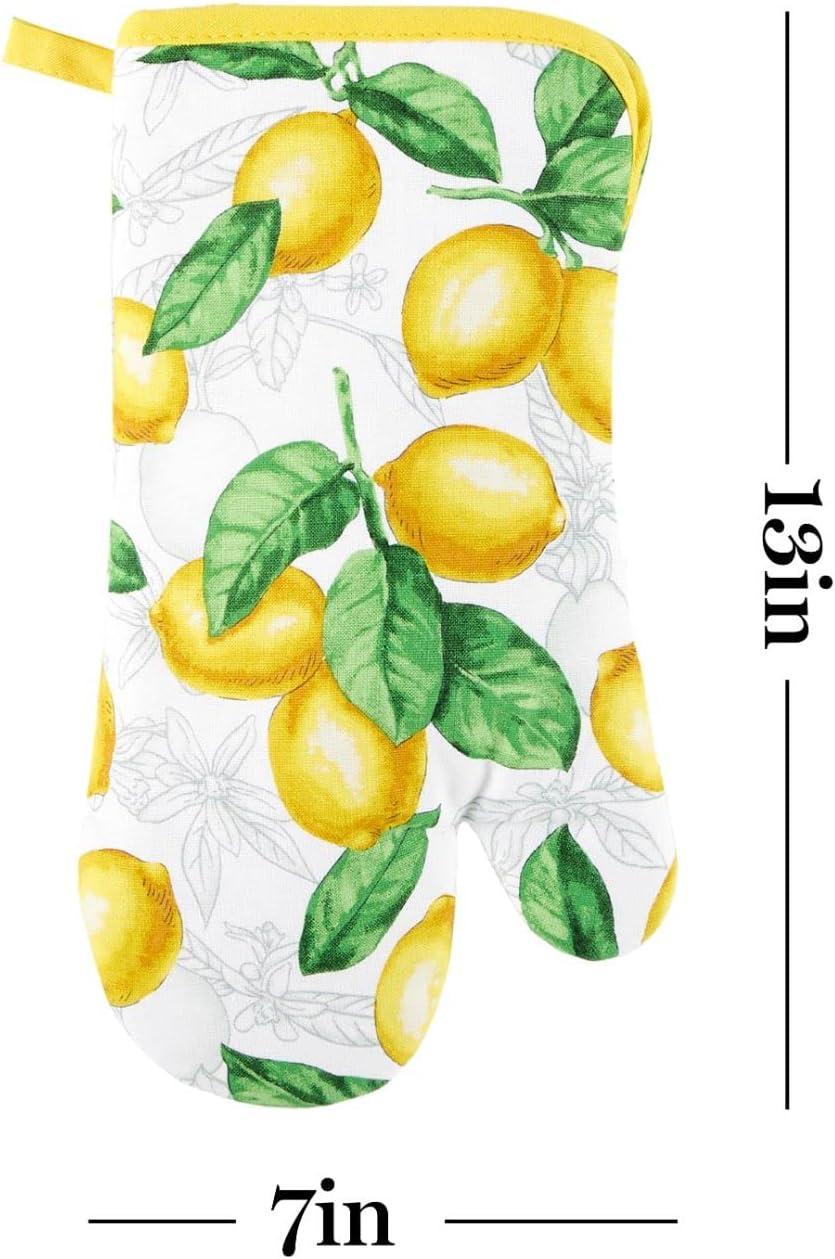 imageMartha Stewart Lots of Lemons Modern Kitchen Towel Oven Mitt ampamp Potholder Set 4Pack WhiteYellow