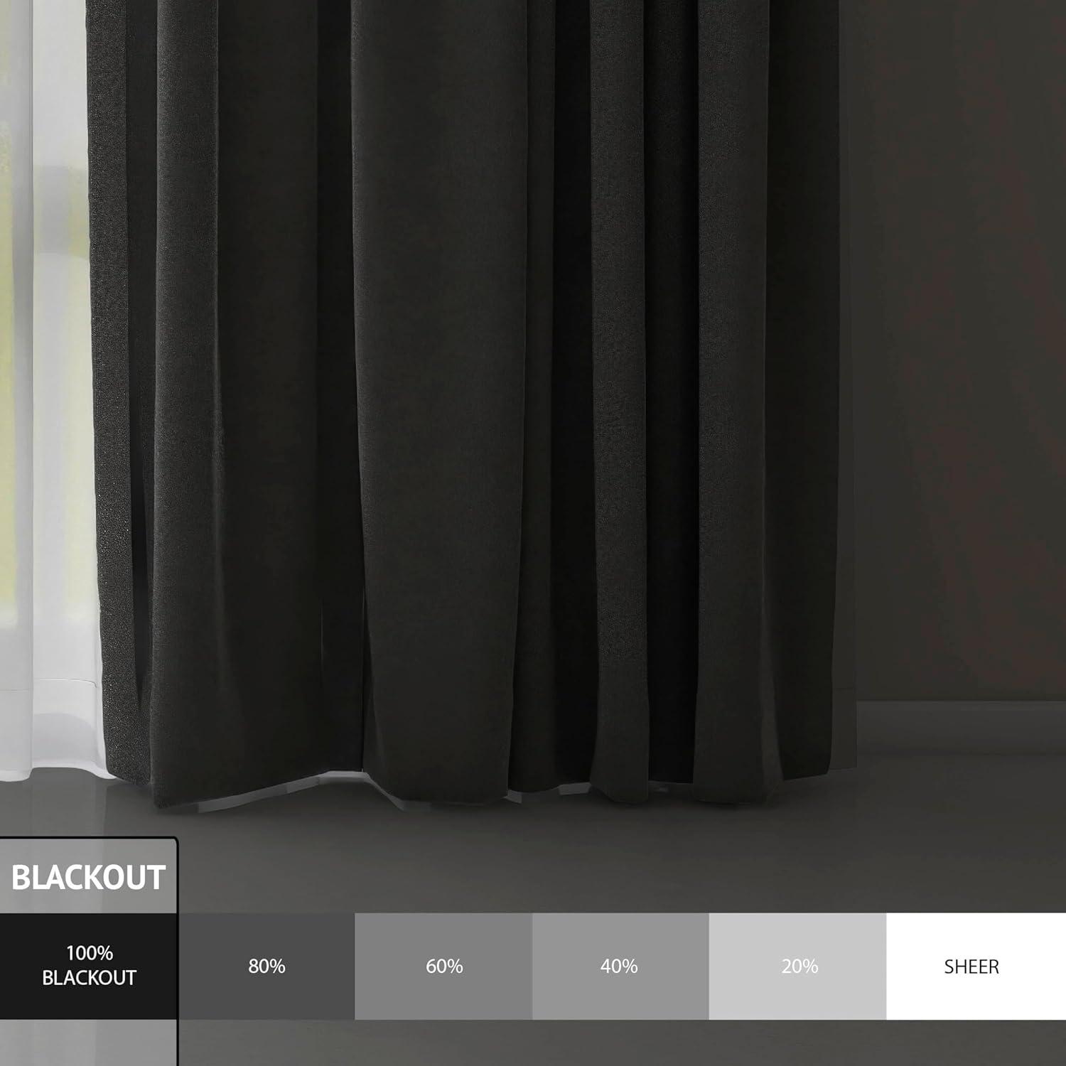 imageMartha Stewart Lucca Velvet Blackout Back Tab Window Curtain Panel Pair 95quot Linen BeigeLinen