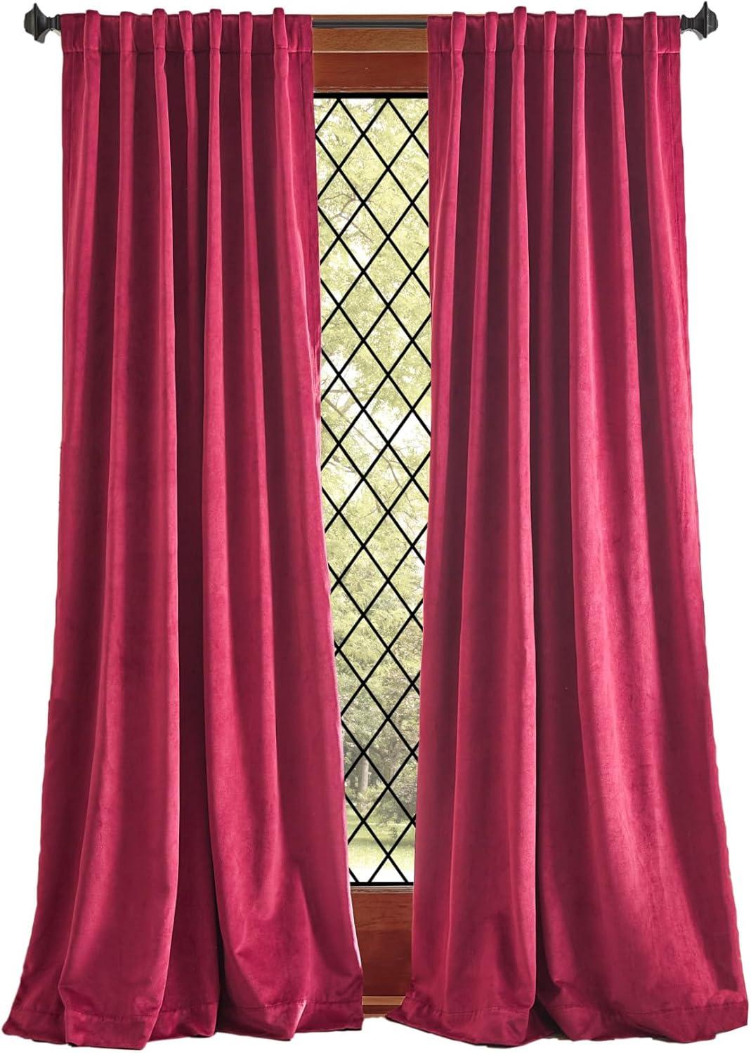 imageMartha Stewart Lucca Velvet Blackout Back Tab Window Curtain Panel Pair 95quot Linen BeigePomegranate