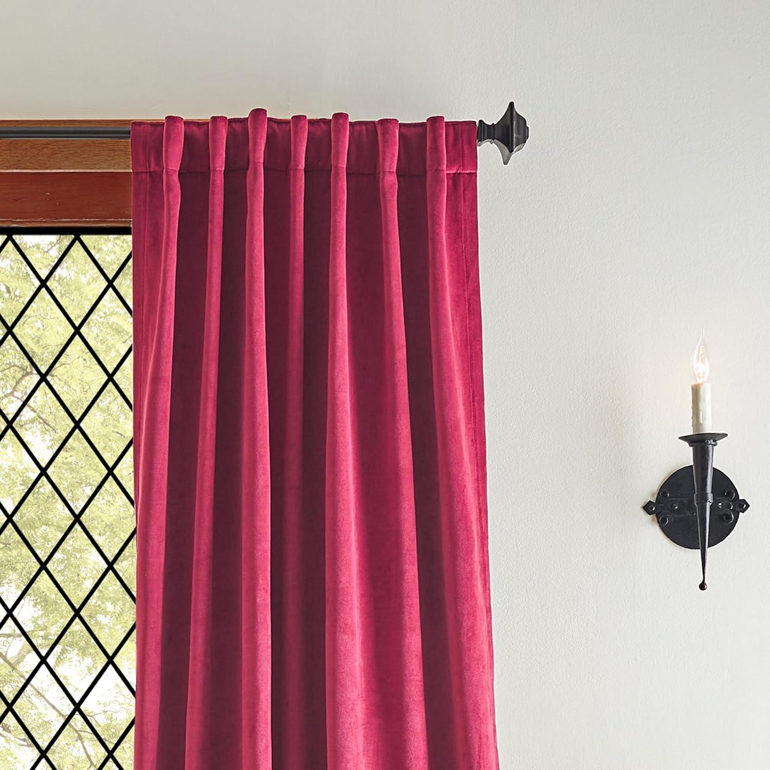 imageMartha Stewart Lucca Velvet Blackout Back Tab Window Curtain Panel Pair 95quot Linen BeigePomegranate