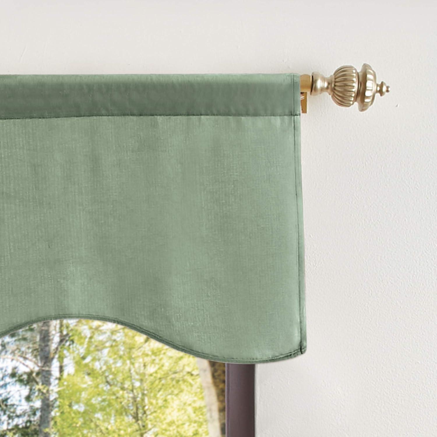 imageMartha Stewart Lucca Velvet Lined Scallop Window Curtain 50quot W x 18quot L Valance Loden GreenGreen