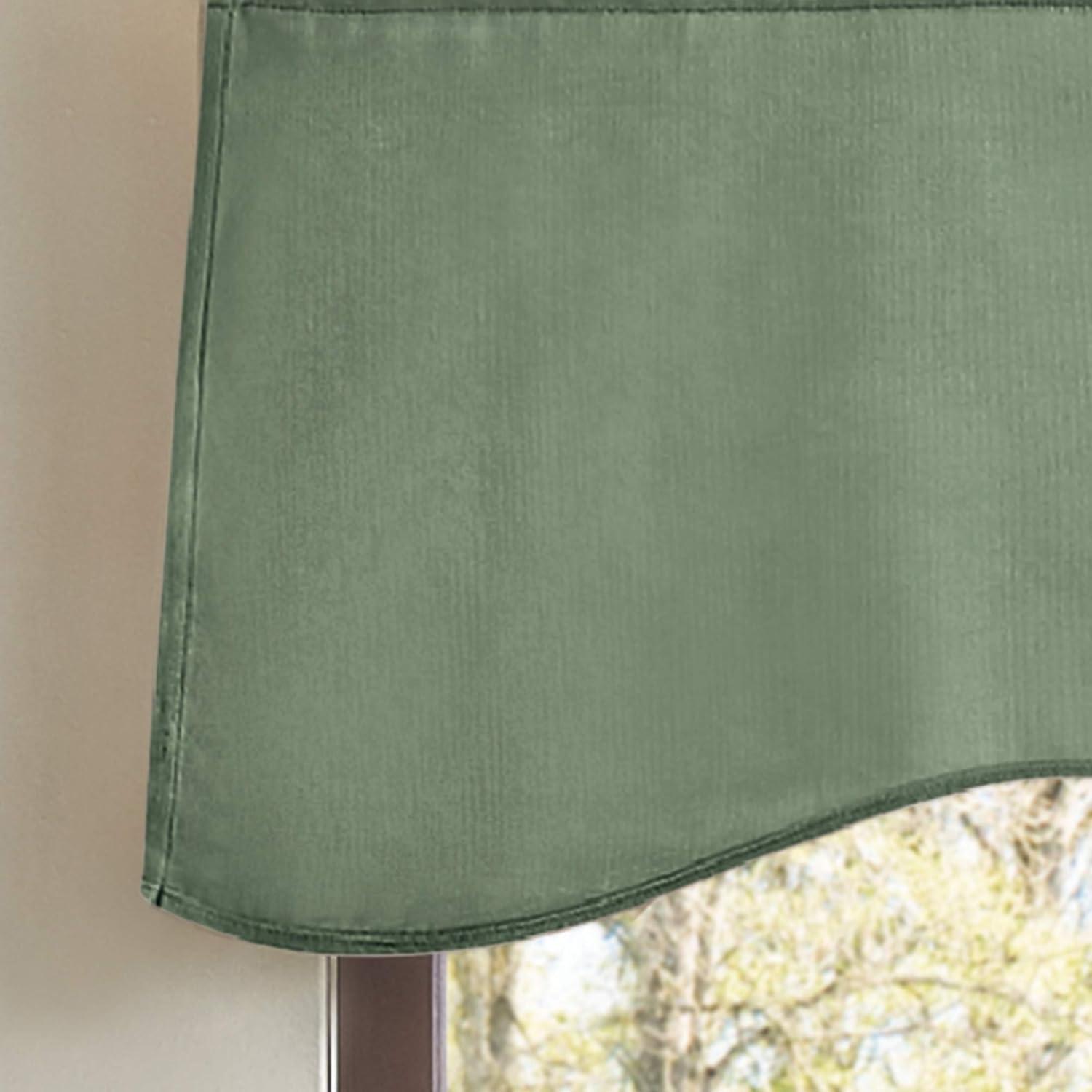 imageMartha Stewart Lucca Velvet Lined Scallop Window Curtain 50quot W x 18quot L Valance Loden GreenGreen