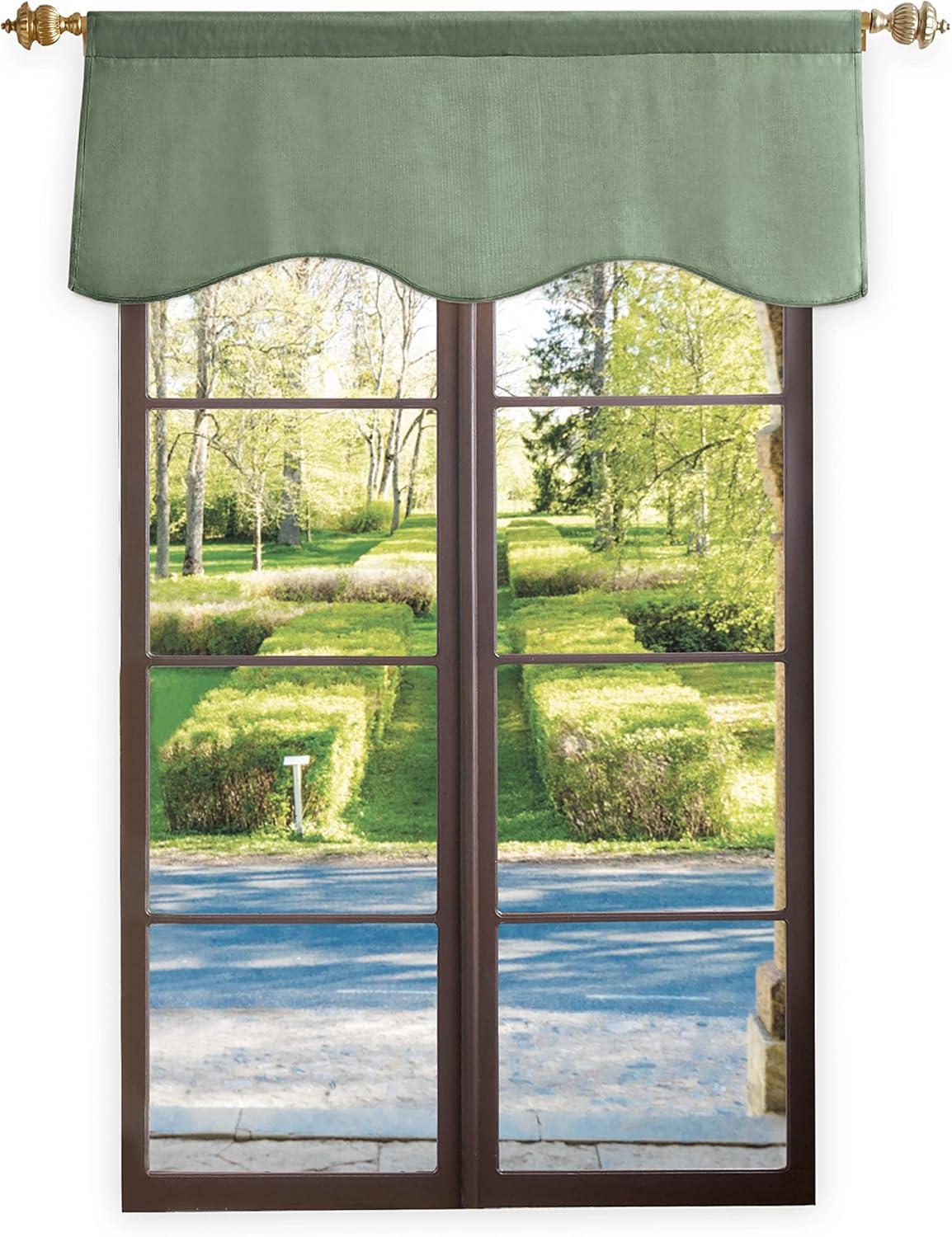 imageMartha Stewart Lucca Velvet Lined Scallop Window Curtain 50quot W x 18quot L Valance Loden GreenGreen