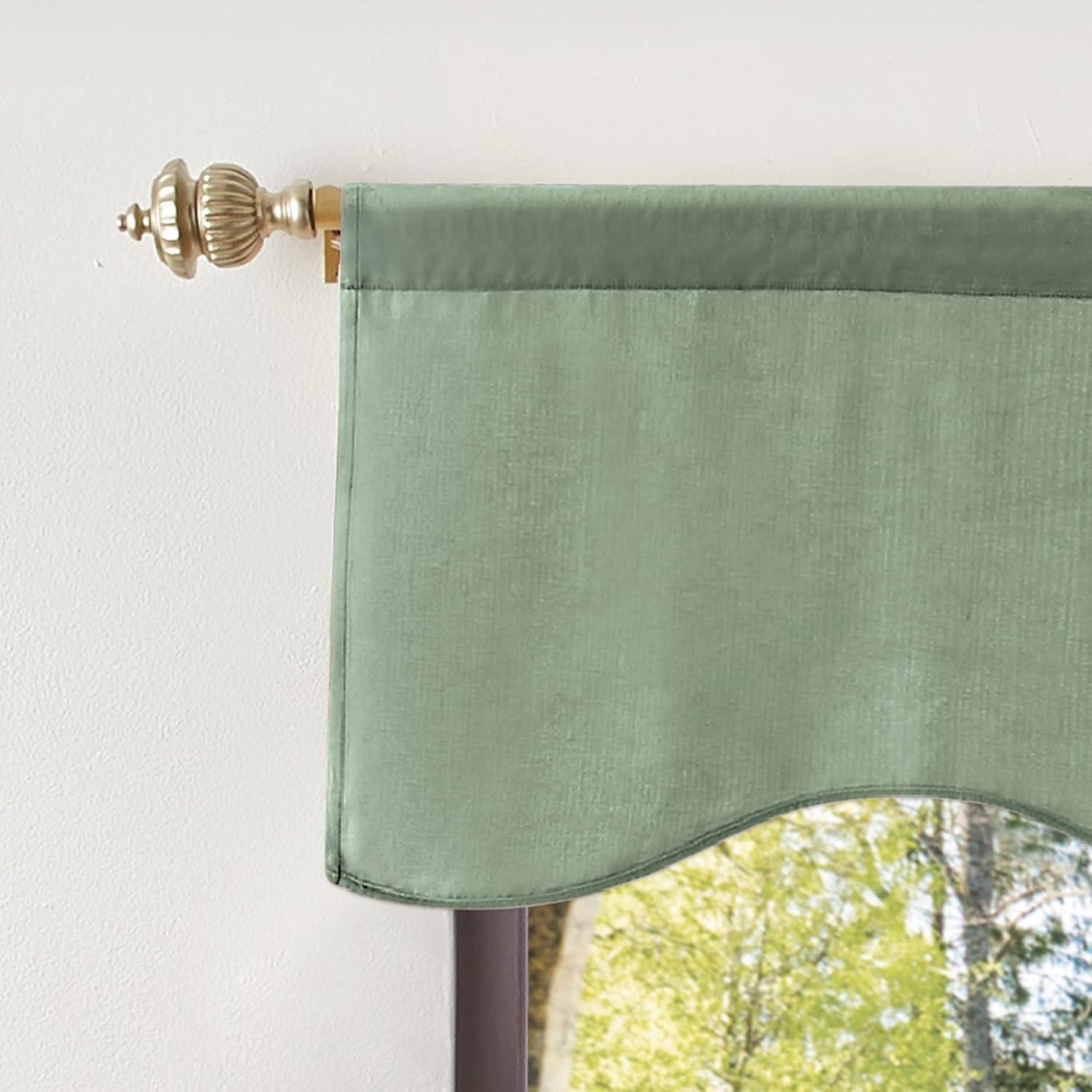 imageMartha Stewart Lucca Velvet Lined Scallop Window Curtain 50quot W x 18quot L Valance Loden GreenGreen
