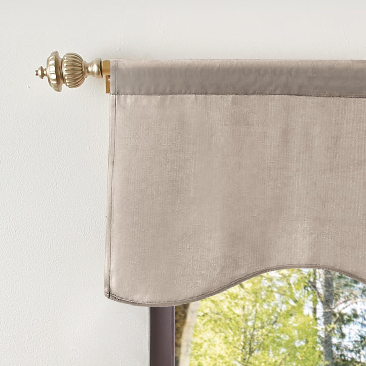 imageMartha Stewart Lucca Velvet Lined Scallop Window Curtain 50quot W x 18quot L Valance Loden GreenLinen