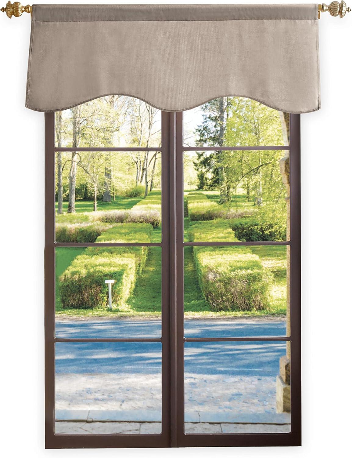 imageMartha Stewart Lucca Velvet Lined Scallop Window Curtain 50quot W x 18quot L Valance Loden GreenLinen