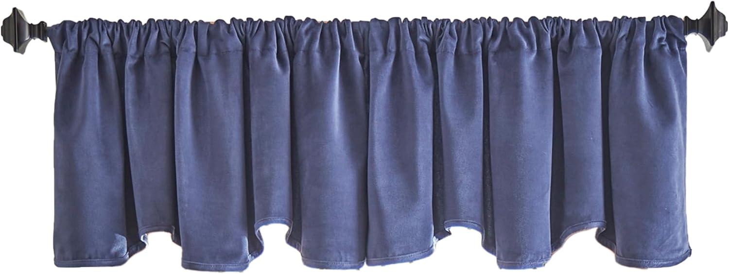 imageMartha Stewart Lucca Velvet Lined Scallop Window Curtain 50quot W x 18quot L Valance Loden GreenNavy