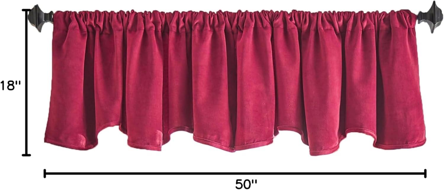 imageMartha Stewart Lucca Velvet Lined Scallop Window Curtain 50quot W x 18quot L Valance Loden GreenPomegranate