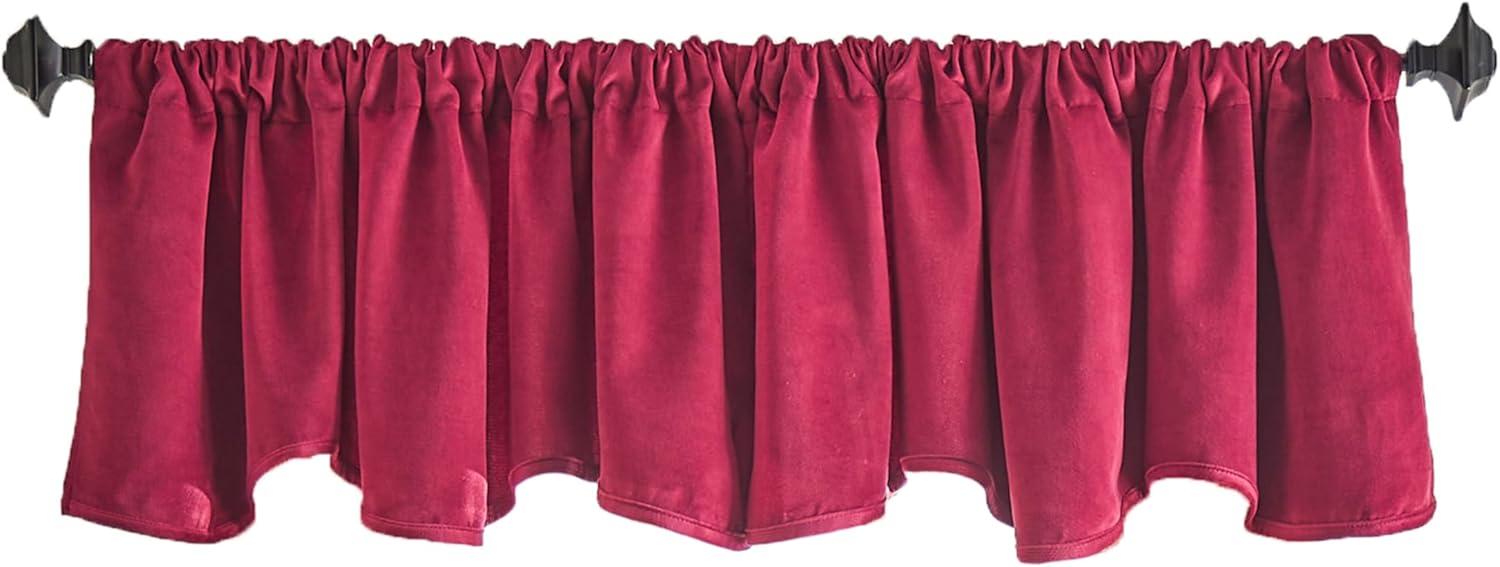 imageMartha Stewart Lucca Velvet Lined Scallop Window Curtain 50quot W x 18quot L Valance Loden GreenPomegranate