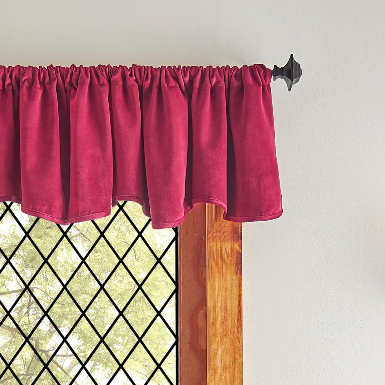 imageMartha Stewart Lucca Velvet Lined Scallop Window Curtain 50quot W x 18quot L Valance Loden GreenPomegranate