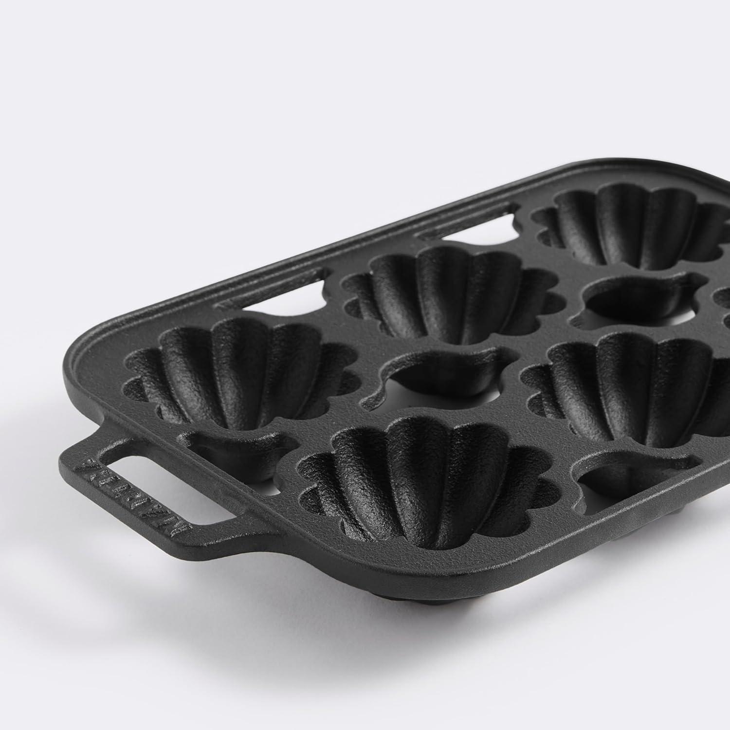 imageMartha Stewart Martha 6Cup Fluted Shaped PreSeasoned Cast Iron Mold PanBlack