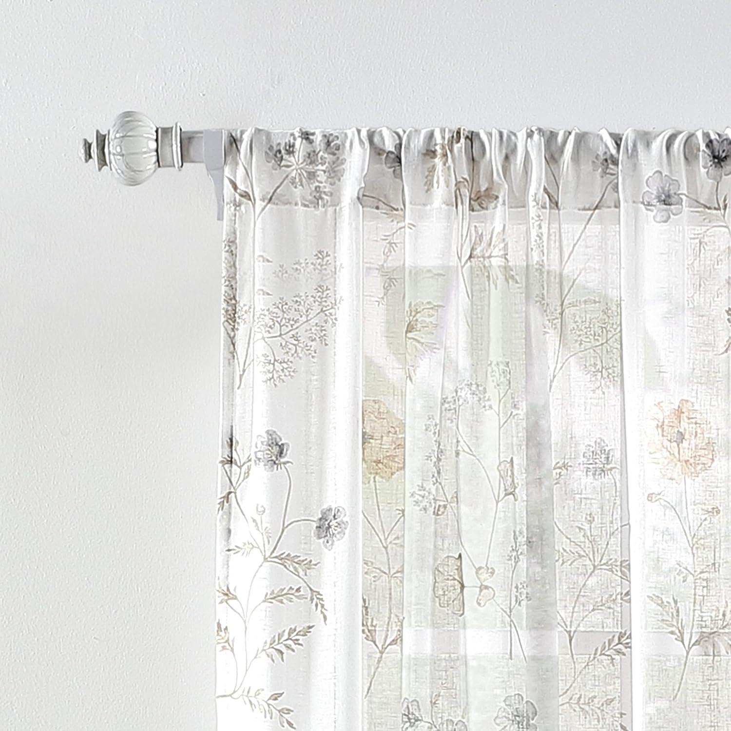 imageMartha Stewart Marthas Garden Floral SemiSheer Rod Pocket Window Curtain Single Panel 84quot MultiGold