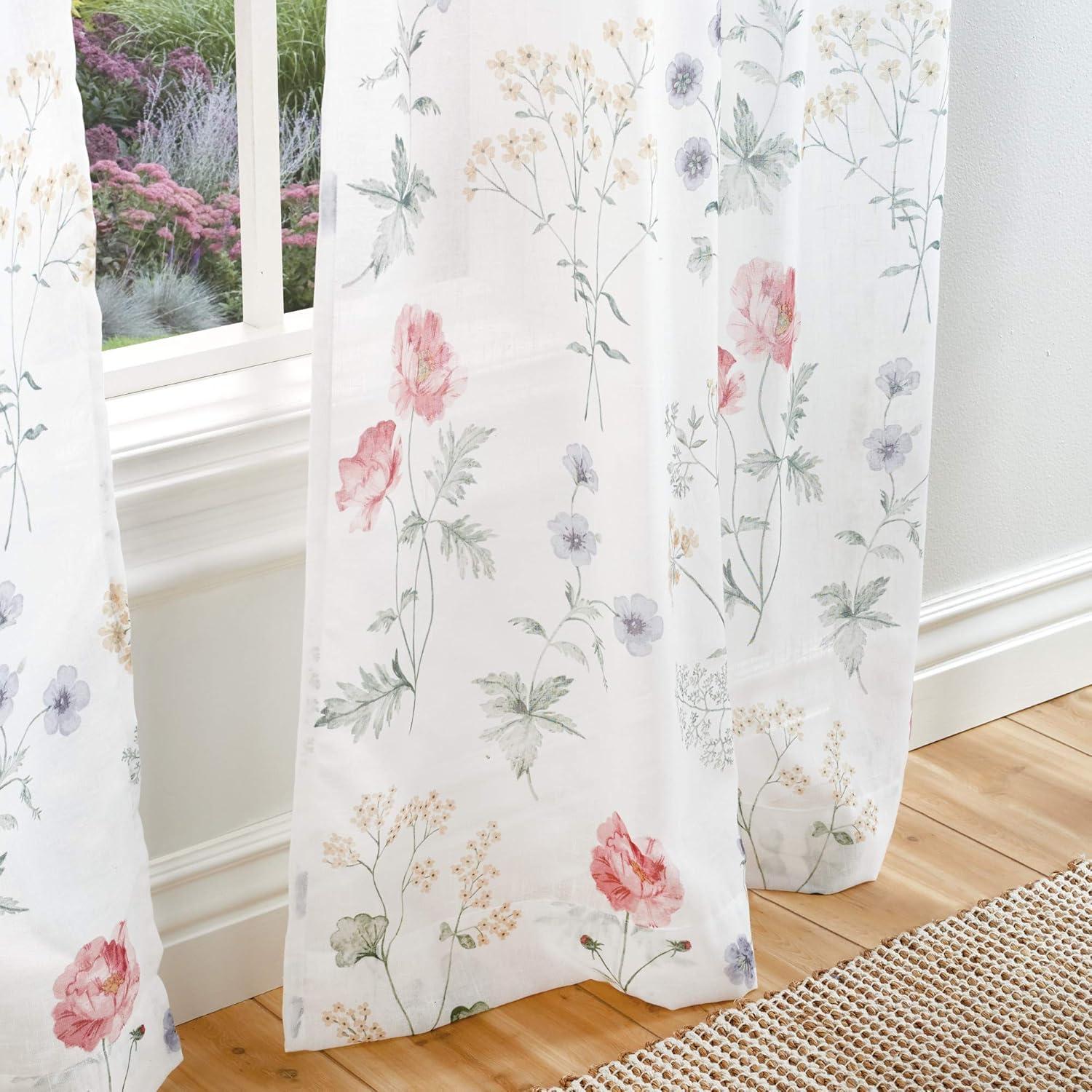 imageMartha Stewart Marthas Garden Floral SemiSheer Rod Pocket Window Curtain Single Panel 84quot MultiMulti Color